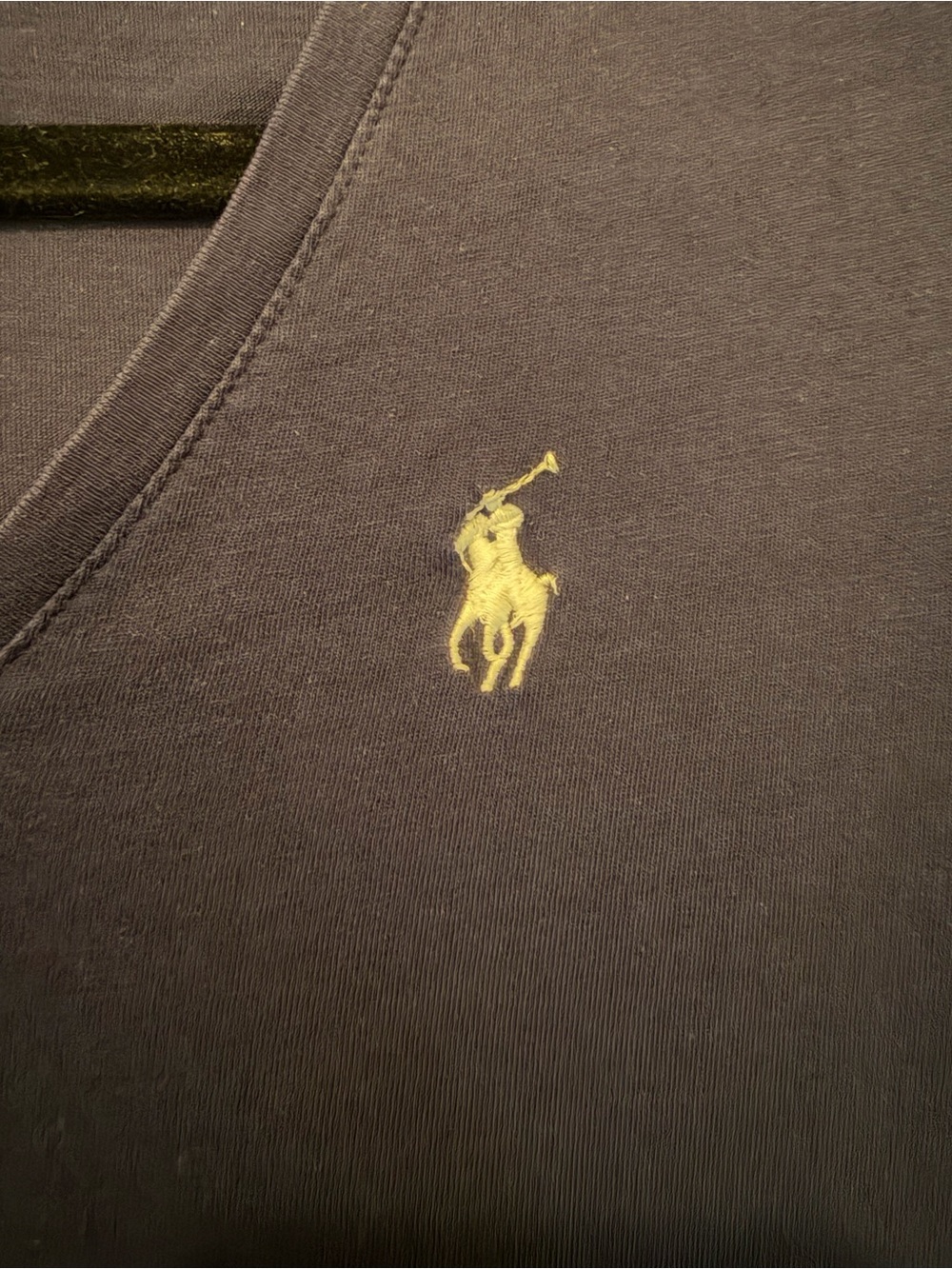 Polo by Ralph Lauren Men's Navy V-Neck Sweater with White Logo